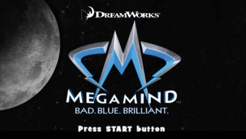 MegaMind: The Blue Defender title screen for PSP
